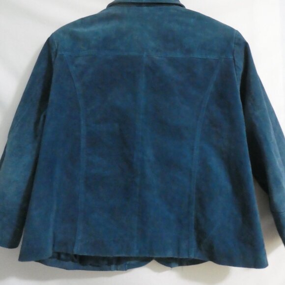 CHICO'S | size 2 | Blue Suede Button-Up Front Jacket - Picture 14 of 14